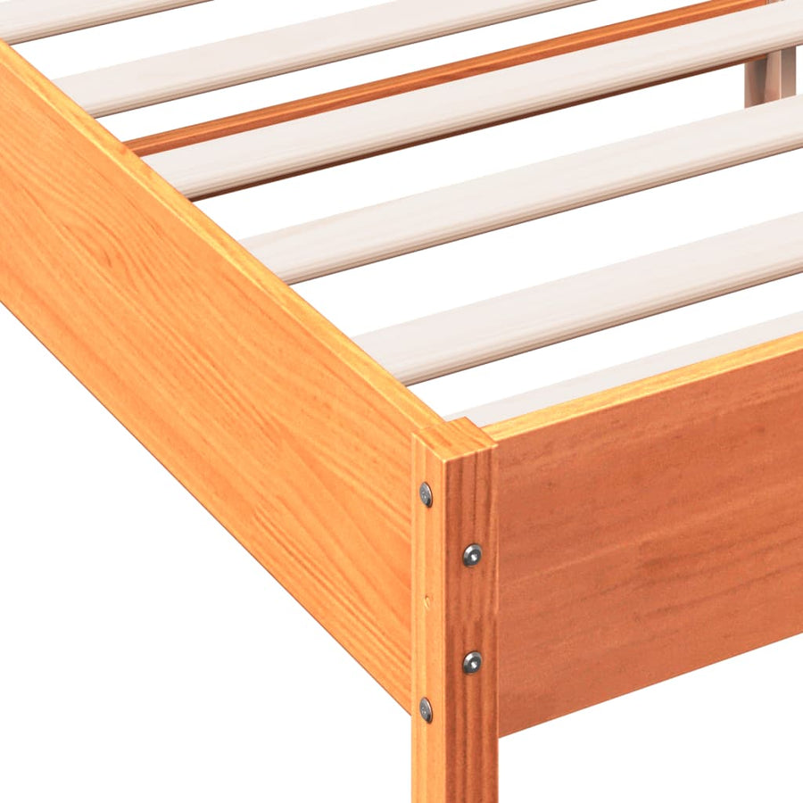 Bedframe Met Hoofdbord Grenenhout Was Bruin 140 x 200 cm