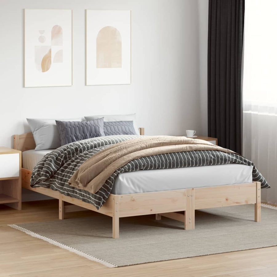 Bedframe met hoofdbord massief grenenhout 120x200 cm
