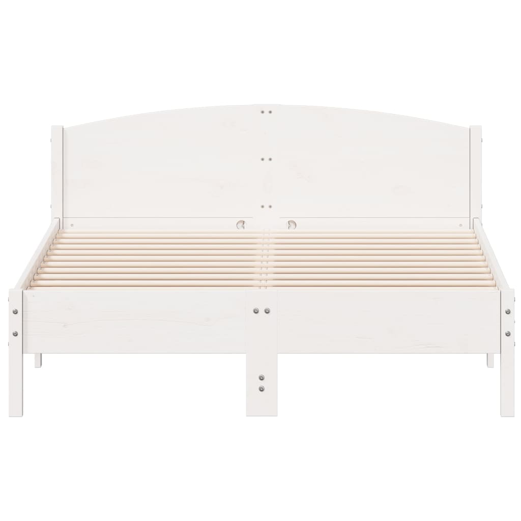 Bedframe met hoofdbord massief grenenhout wit 120x200 cm