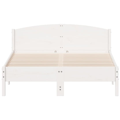 Bedframe met hoofdbord massief grenenhout wit 120x200 cm