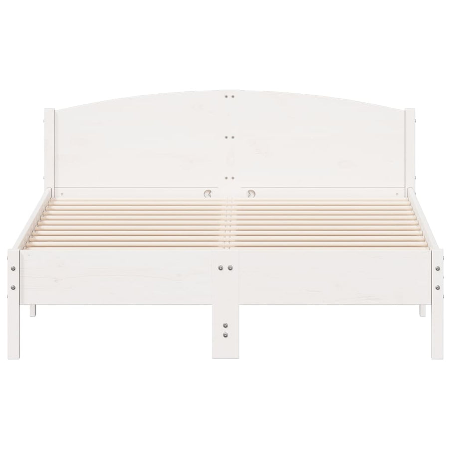 Bedframe met hoofdbord massief grenenhout wit 120x200 cm