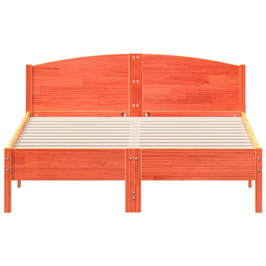 Bedframe Met Hoofdbord Massief Grenenhout Was Bruin 120 x 200 cm