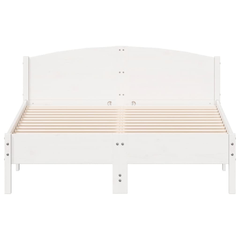 Bedframe met hoofdbord massief grenenhout wit 140x190 cm