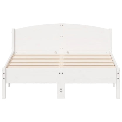 Bedframe met hoofdbord massief grenenhout wit 140x190 cm