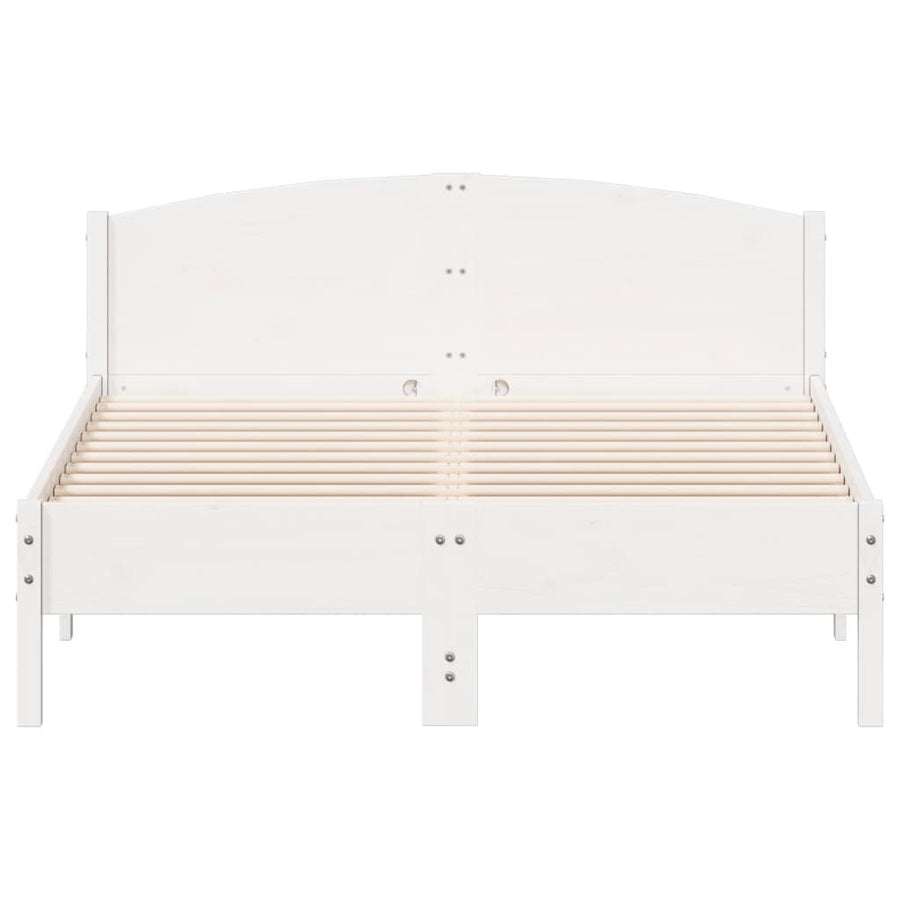Bedframe met hoofdbord massief grenenhout wit 140x190 cm