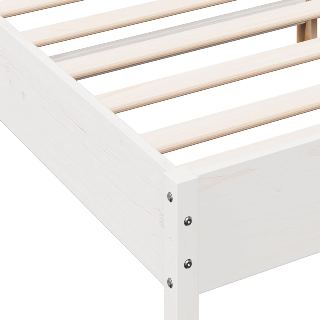 Bedframe met hoofdbord massief grenenhout wit 140x190 cm