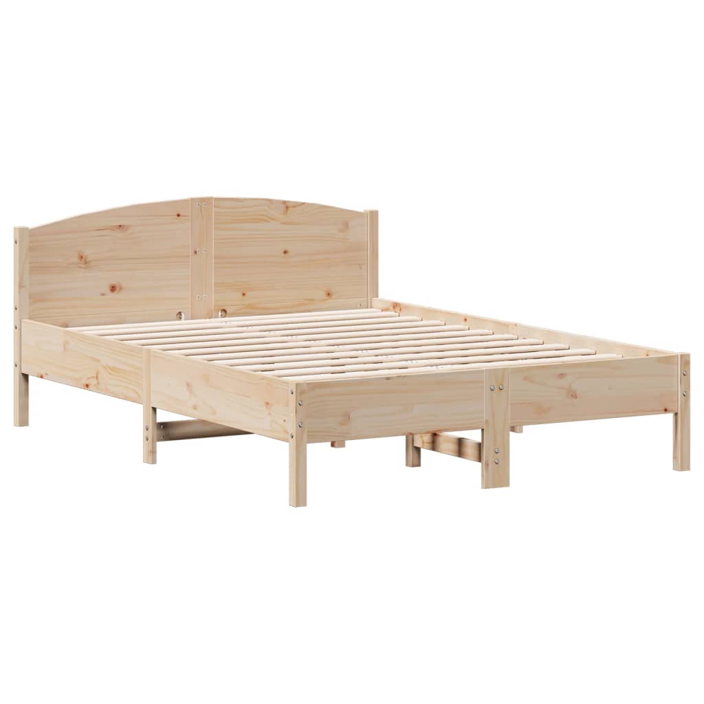 Bedframe met hoofdbord massief grenenhout 135x190 cm