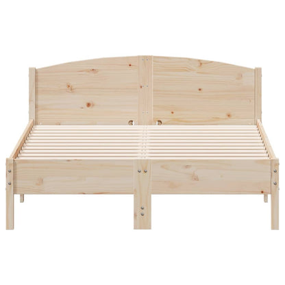 Bedframe met hoofdbord massief grenenhout 135x190 cm