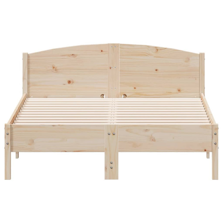 Bedframe met hoofdbord massief grenenhout 135x190 cm