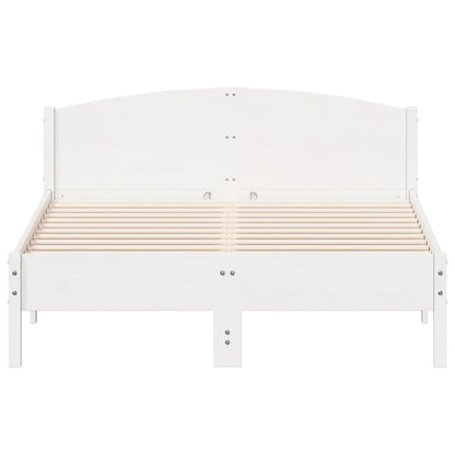 Bedframe met hoofdbord massief grenenhout wit 135x190 cm