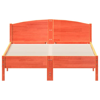 Bedframe Met Hoofdbord Massief Grenenhout Was Bruin 135 x 190 cm
