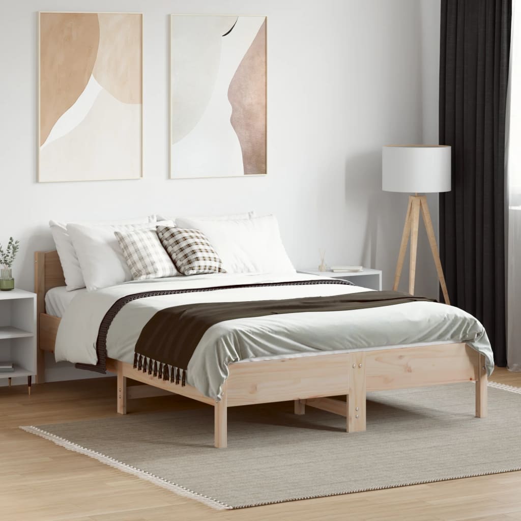 Bedframe met hoofdbord massief grenenhout 120x190 cm