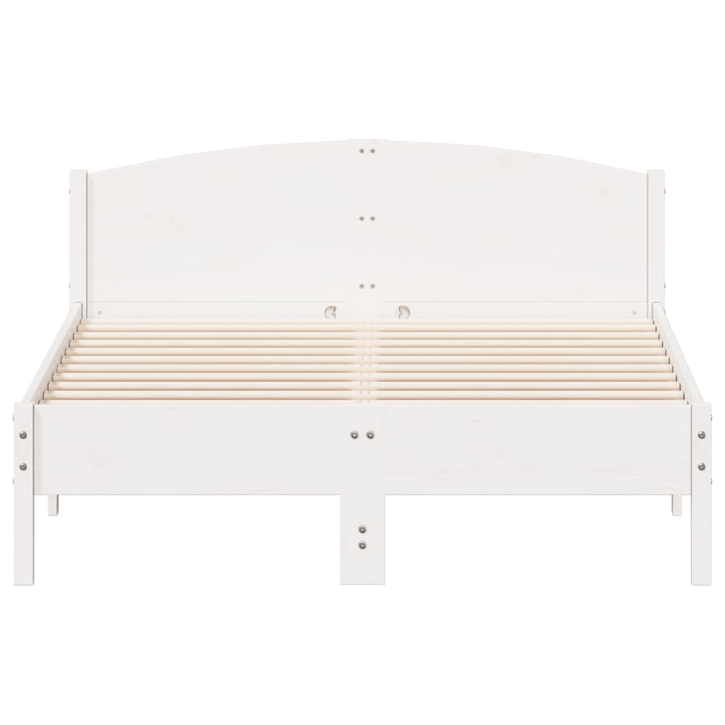 Bedframe met hoofdbord massief grenenhout wit 120x190 cm