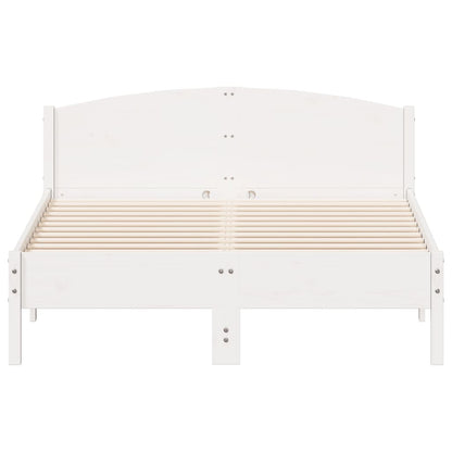 Bedframe met hoofdbord massief grenenhout wit 120x190 cm
