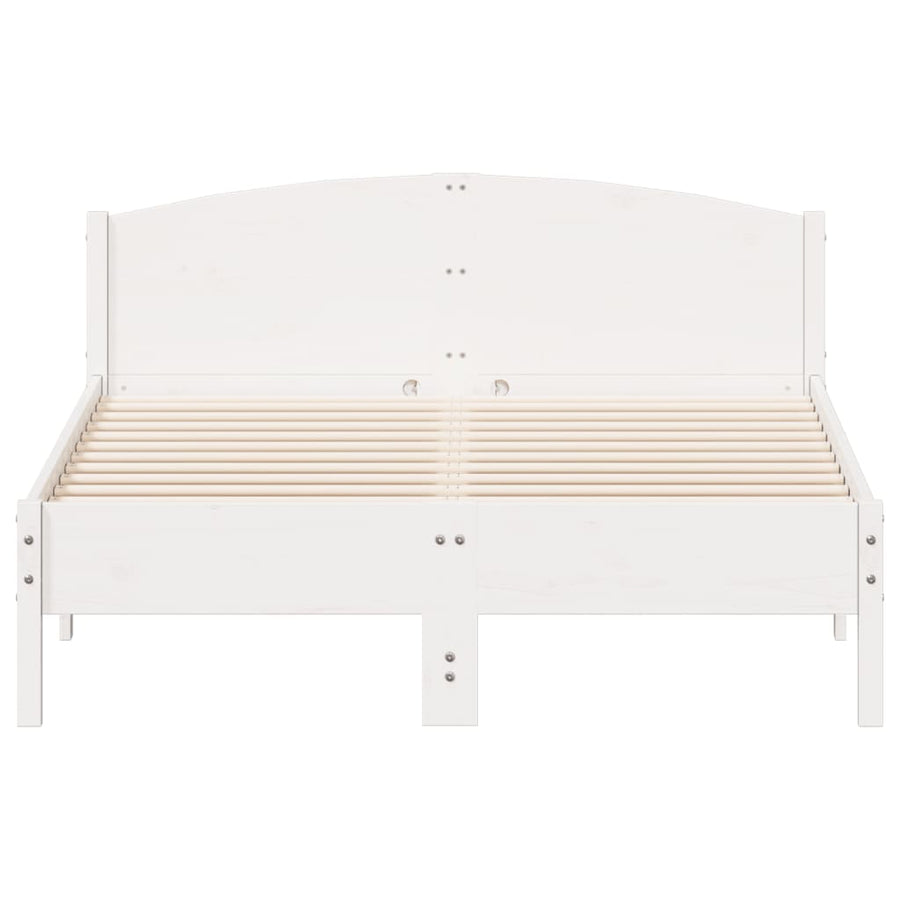 Bedframe met hoofdbord massief grenenhout wit 120x190 cm