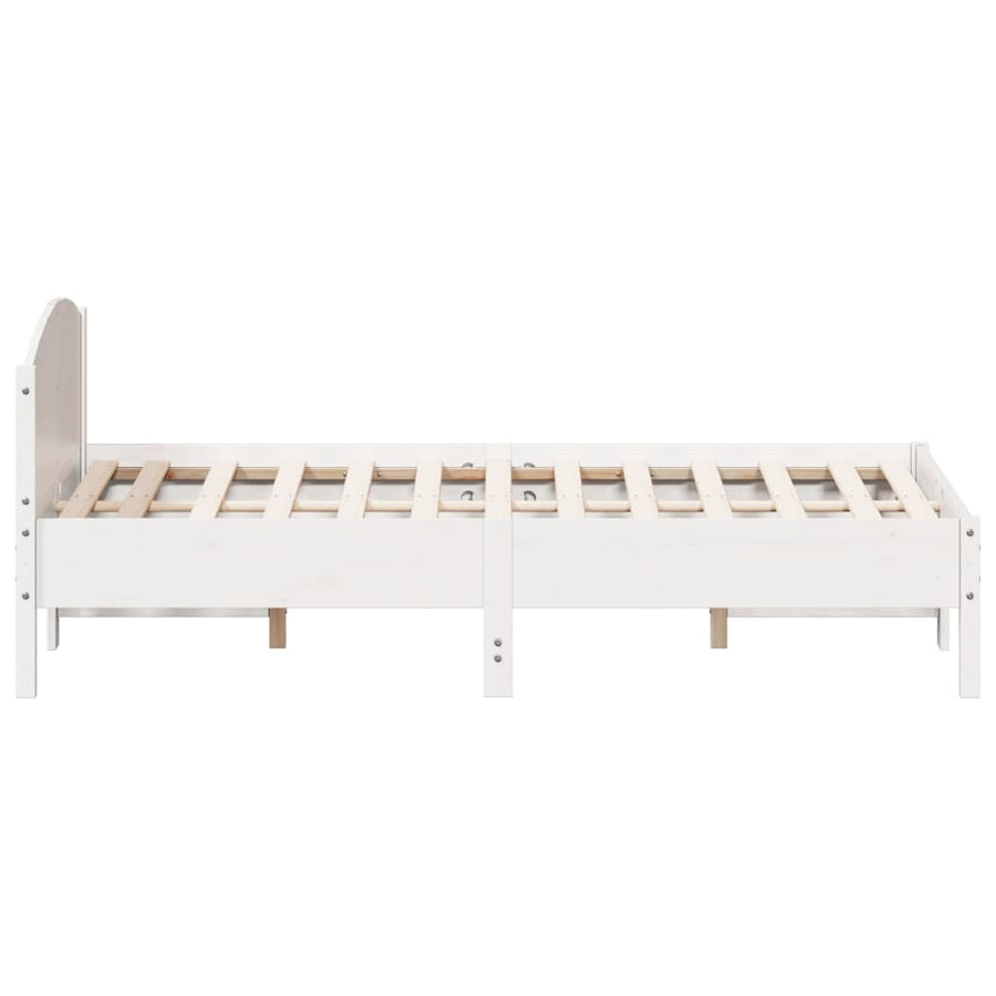 Bedframe met hoofdbord massief grenenhout wit 120x190 cm