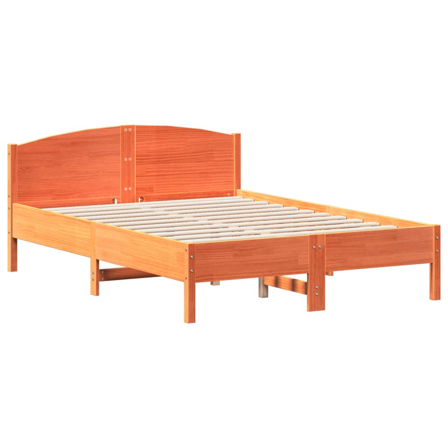 Bedframe Met Hoofdbord Massief Grenenhout Was 120 x 190 cm Bruin