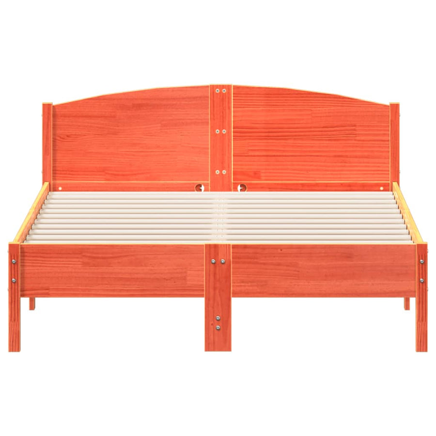 Bedframe Met Hoofdbord Massief Grenenhout Was 120 x 190 cm Bruin