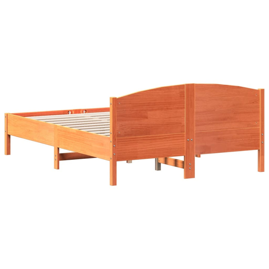Bedframe Met Hoofdbord Massief Grenenhout Was 120 x 190 cm Bruin