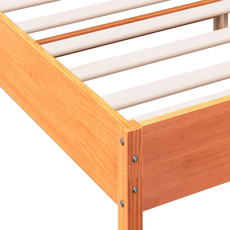 Bedframe Met Hoofdbord Massief Grenenhout Was 120 x 190 cm Bruin