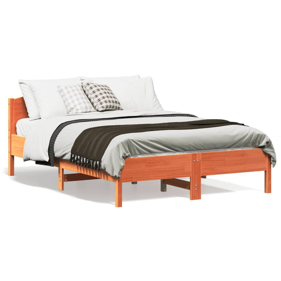 Bedframe Met Hoofdbord Massief Grenenhout Was 120 x 190 cm Bruin