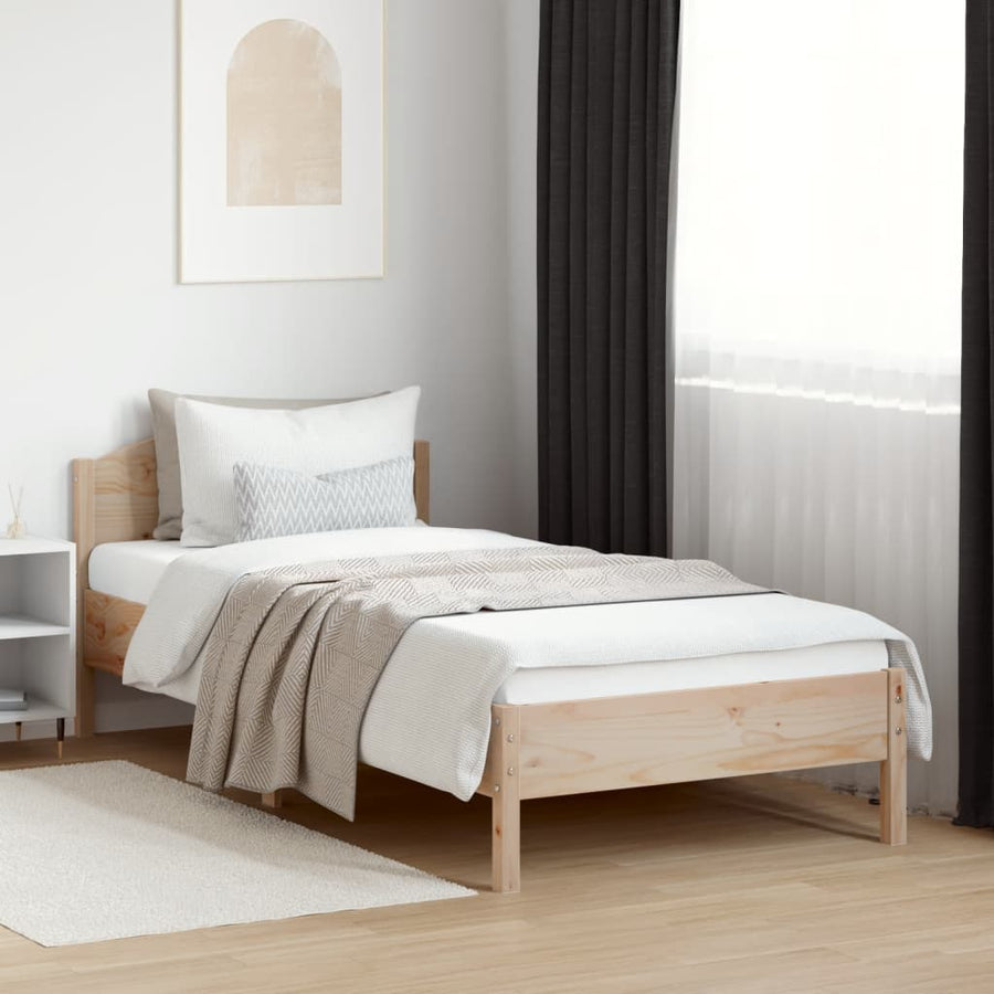 Bedframe met hoofdbord massief grenenhout 100x200 cm
