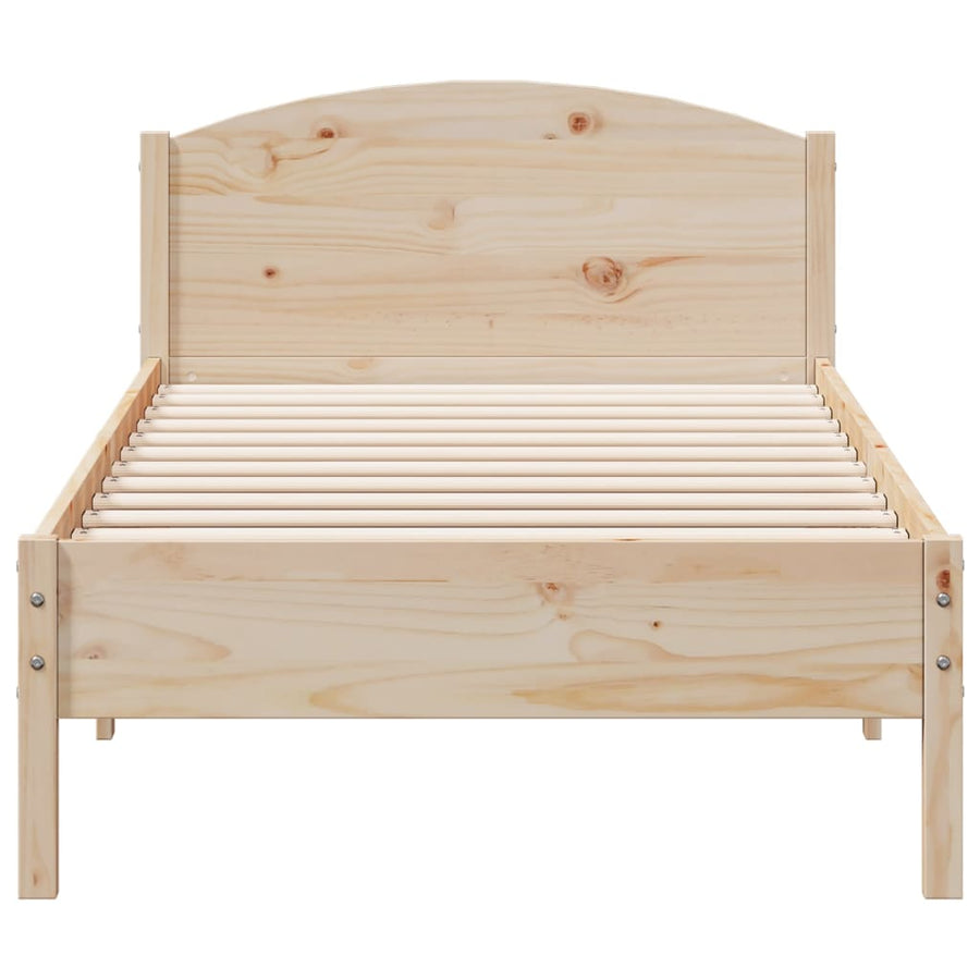 Bedframe met hoofdbord massief grenenhout 100x200 cm