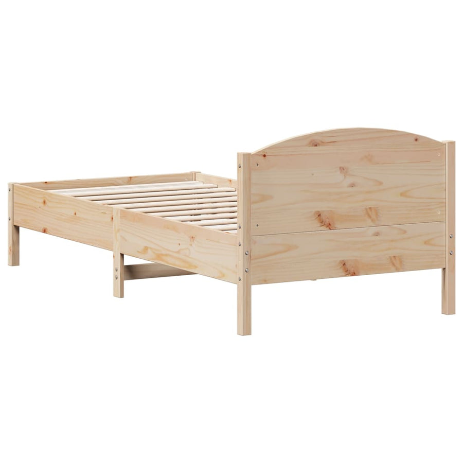 Bedframe met hoofdbord massief grenenhout 100x200 cm