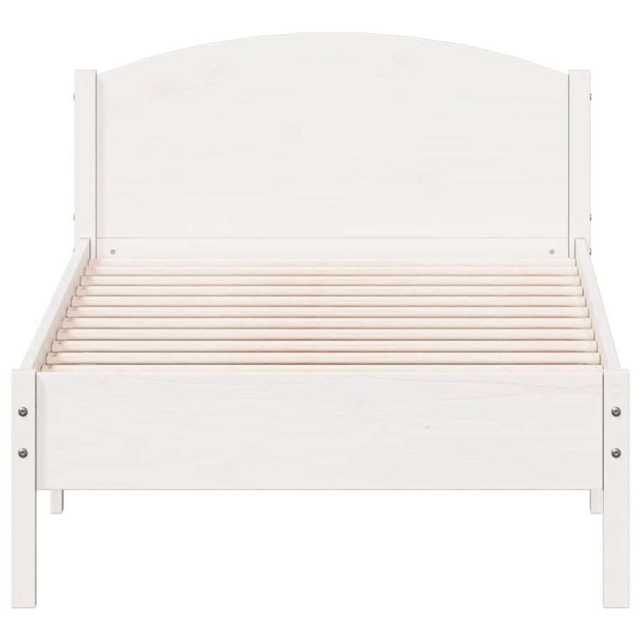 Bedframe met hoofdeinde 100x200 cm massief grenenhout wit