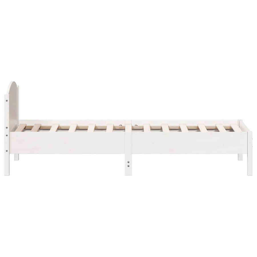 Bedframe met hoofdeinde 100x200 cm massief grenenhout wit