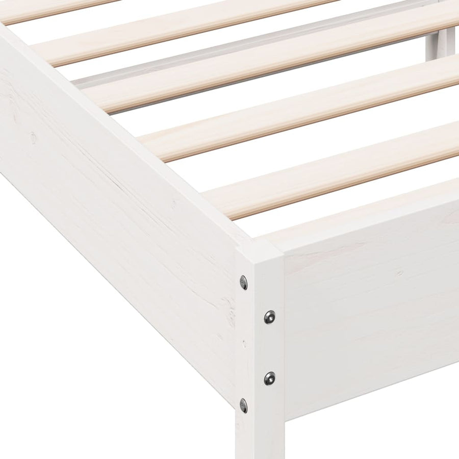 Bedframe met hoofdeinde 100x200 cm massief grenenhout wit
