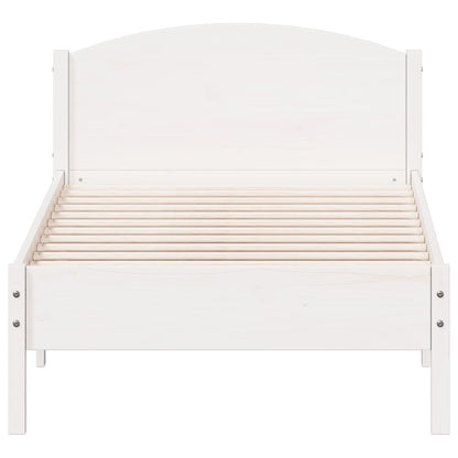Bedframe met hoofdbord massief grenenhout wit 90x200 cm