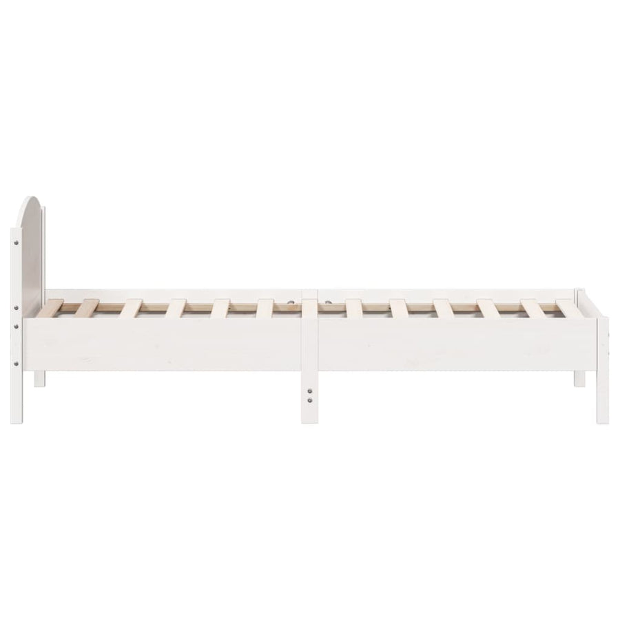 Bedframe met hoofdbord massief grenenhout wit 90x200 cm