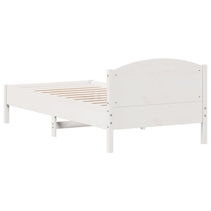 Bedframe met hoofdbord massief grenenhout wit 90x200 cm