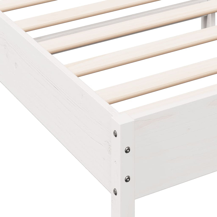 Bedframe met hoofdbord massief grenenhout wit 90x200 cm