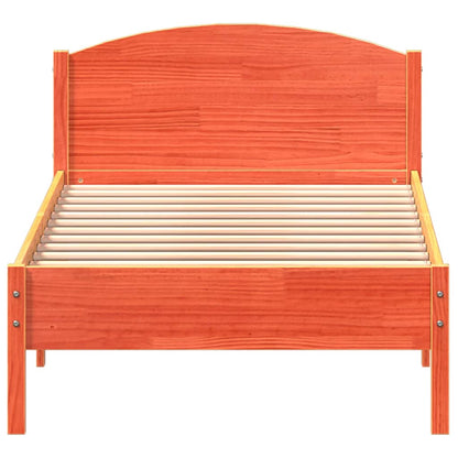 Bedframe met hoofdbord massief grenenhout wasbruin 90x200 cm
