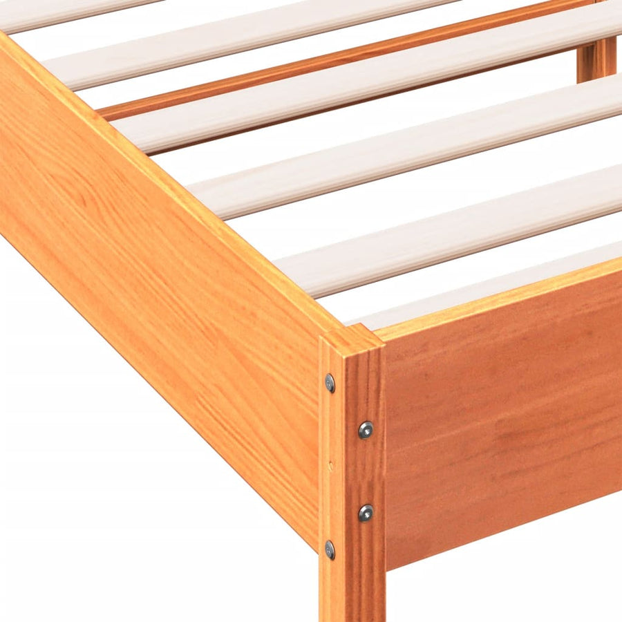 Bedframe met hoofdbord massief grenenhout wasbruin 90x190 cm 90 x 190 cm Bruin