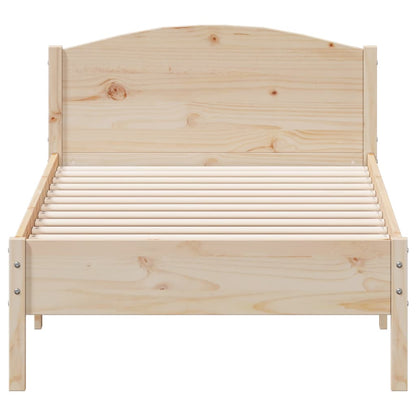Bedframe met hoofdbord massief grenenhout 75x190 cm 75 x 190 cm Naturel