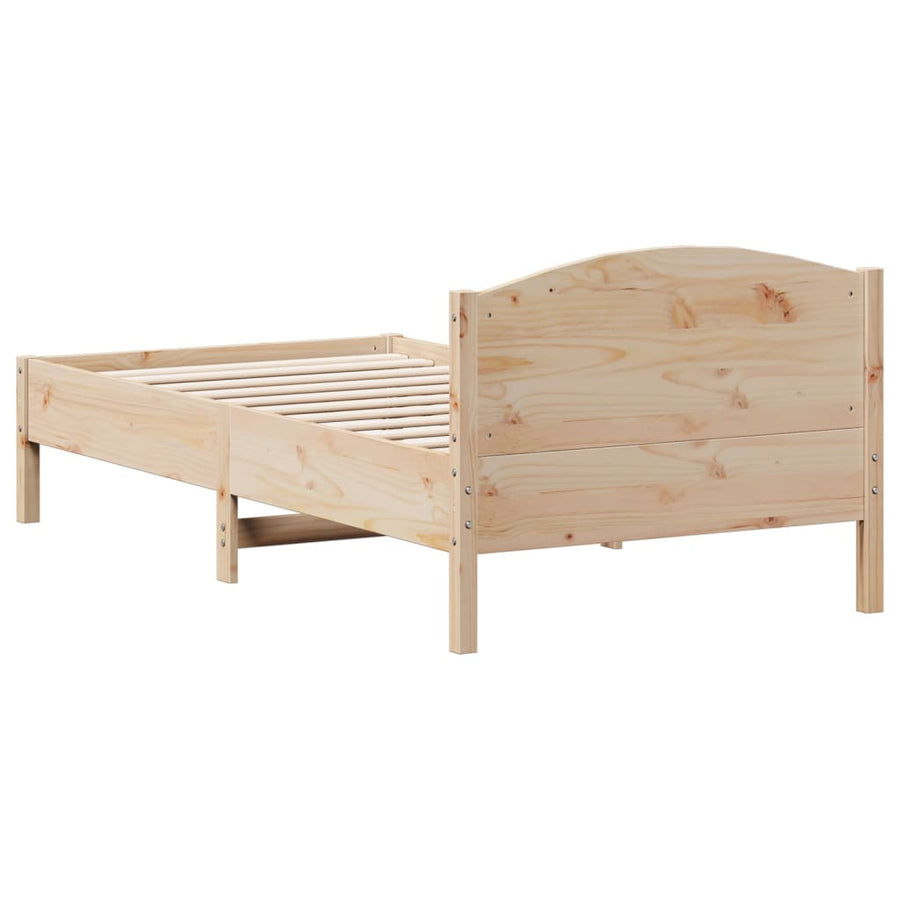 Bedframe met hoofdbord massief grenenhout 75x190 cm 75 x 190 cm Naturel