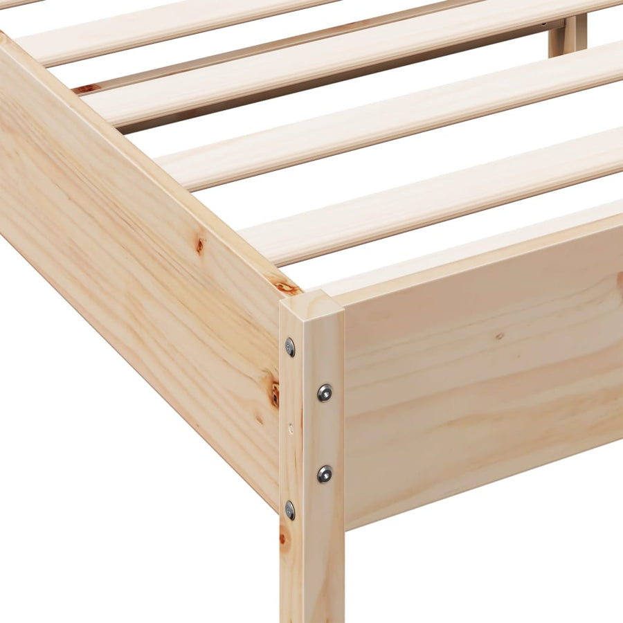 Bedframe met hoofdbord massief grenenhout 75x190 cm 75 x 190 cm Naturel
