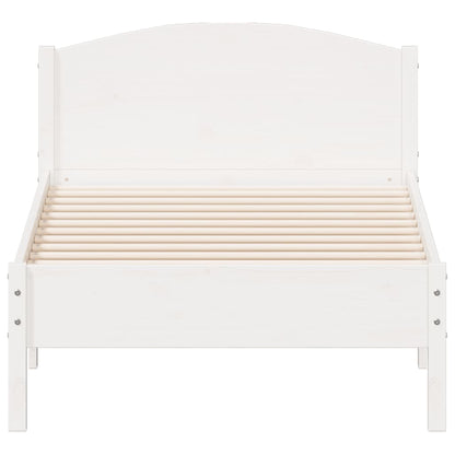 Bedframe met hoofdbord massief grenenhout wit 75x190 cm