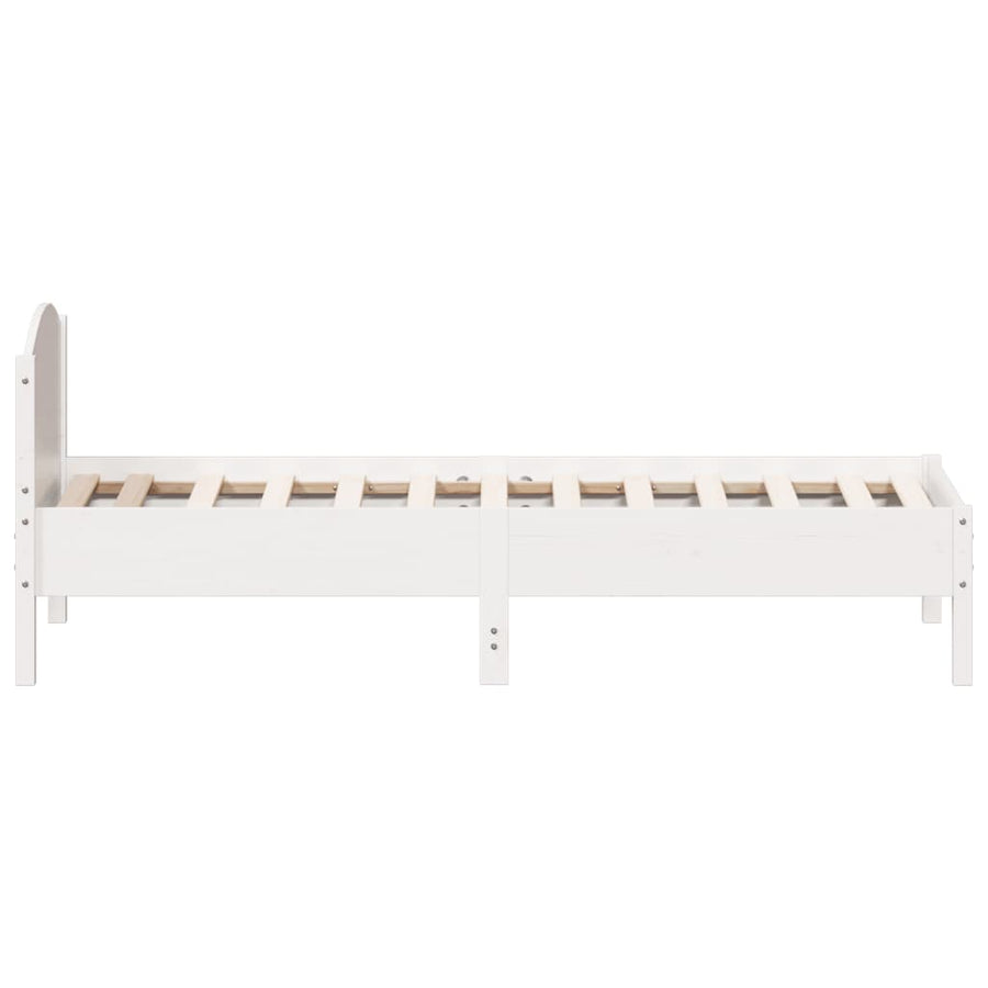 Bedframe met hoofdbord massief grenenhout wit 75x190 cm