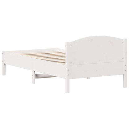 Bedframe met hoofdbord massief grenenhout wit 75x190 cm