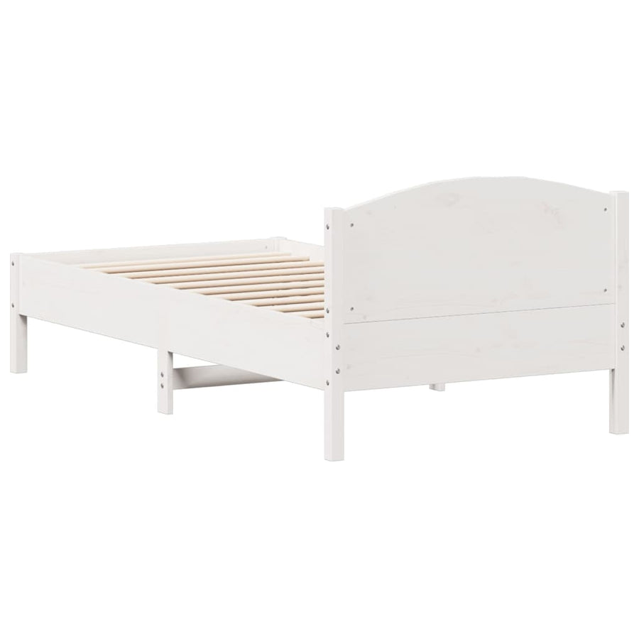 Bedframe met hoofdbord massief grenenhout wit 75x190 cm