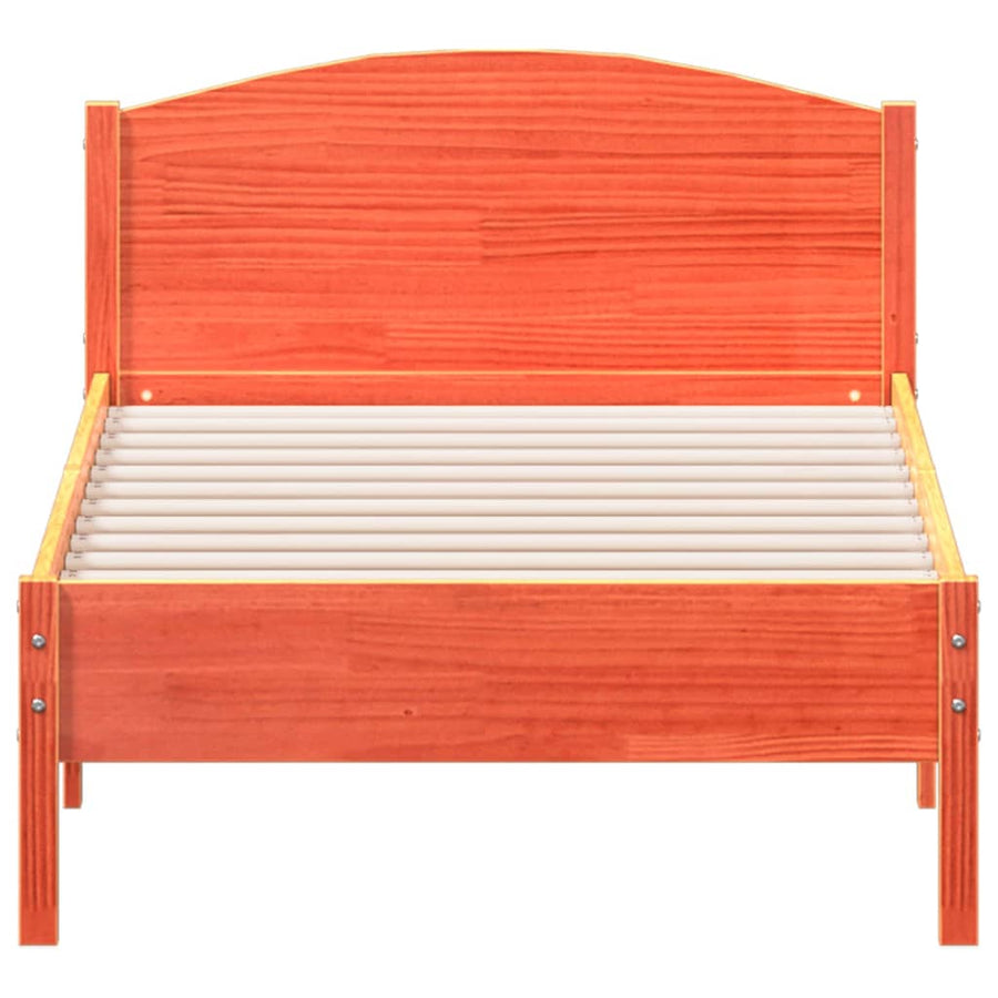 Bedframe met hoofdbord massief grenenhout wasbruin 75x190 cm 75 x 190 cm Bruin