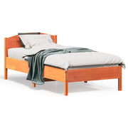 Bedframe massief grenenhout wasbruin 75x190 cm