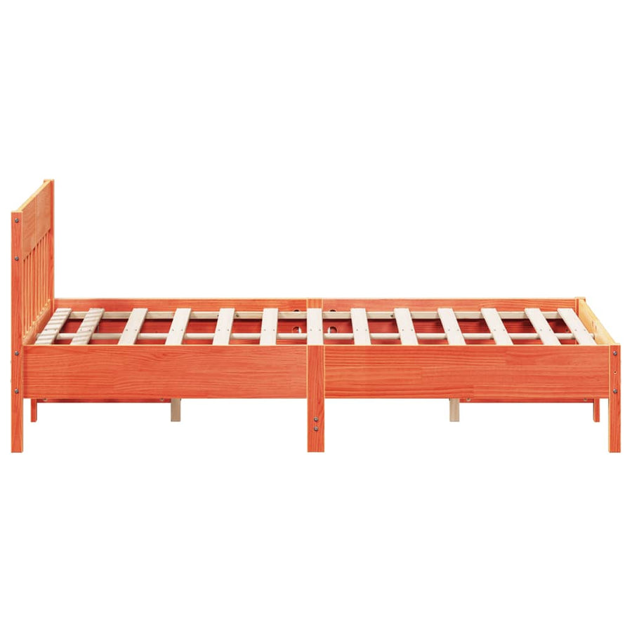 Bedframe Met Hoofdbord Massief Grenenhout Was Bruin 150 x 200 cm