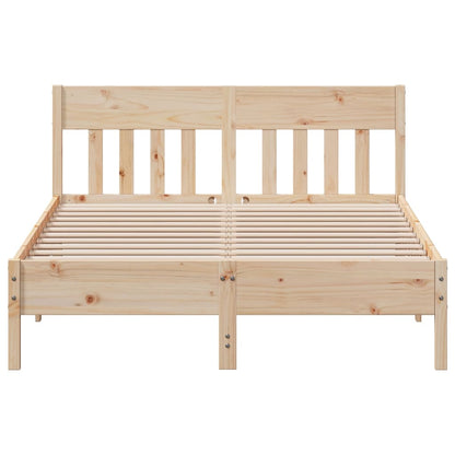 Bedframe met hoofdbord massief grenenhout wit 140x200 cm