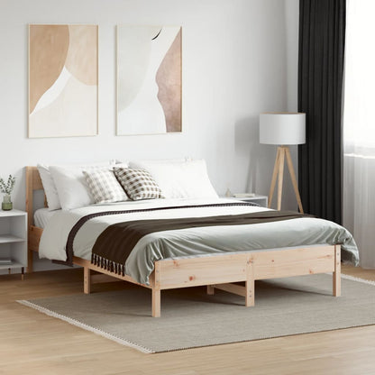 Bedframe met hoofdbord massief grenenhout 120x200 cm