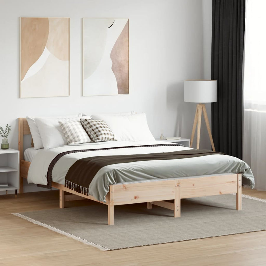 Bedframe met hoofdbord massief grenenhout 120x200 cm